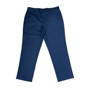 Wool Cashmere High-Rise Straight Leg‎ Dress Pants Flat Front Size 37R Women Blue